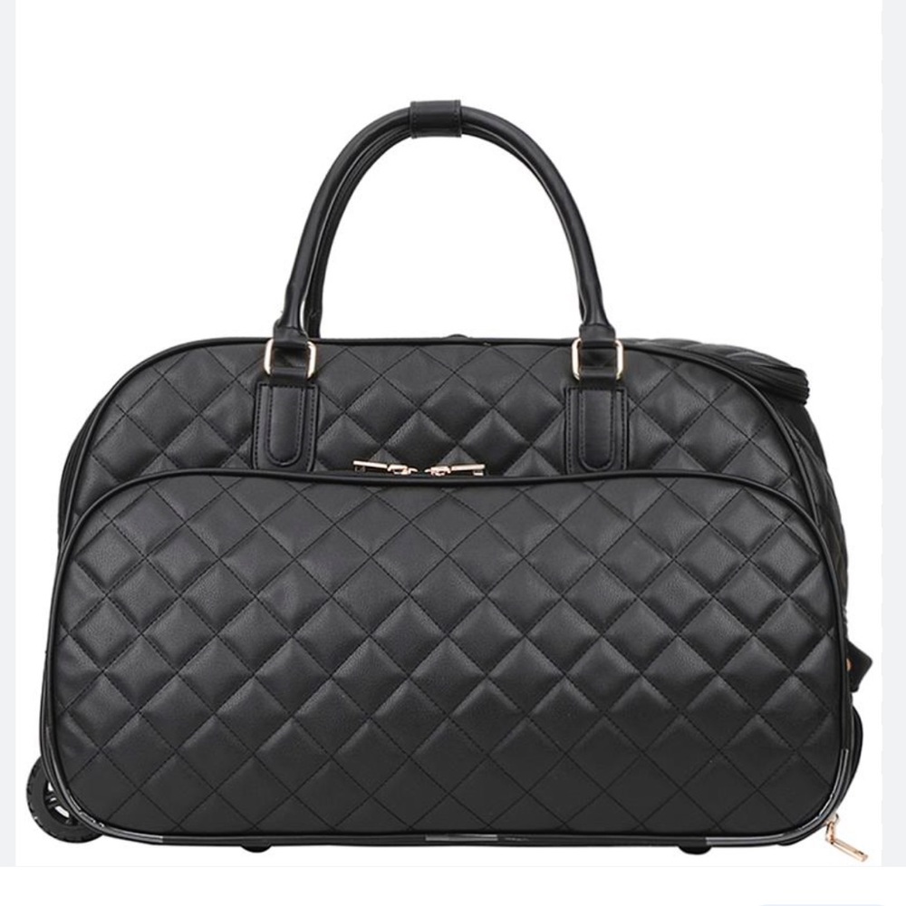 Black Faux Leather Quilted Fabulous Roll Travel Bag